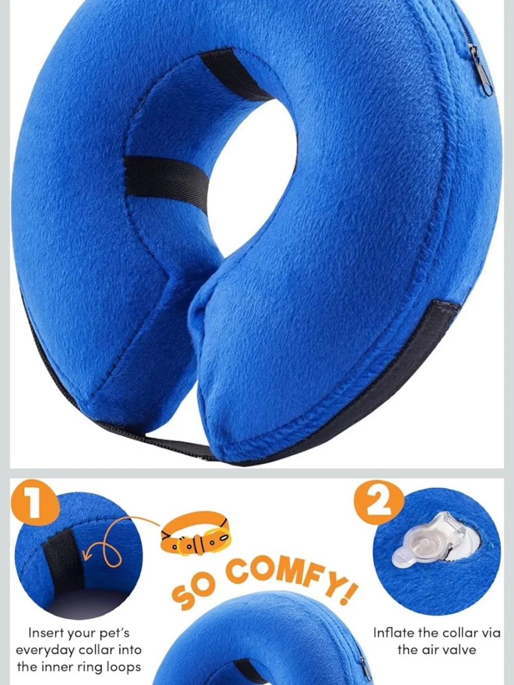 Blue Soft Inflatable Recovery Collar for Dogs - Preferred by Pets